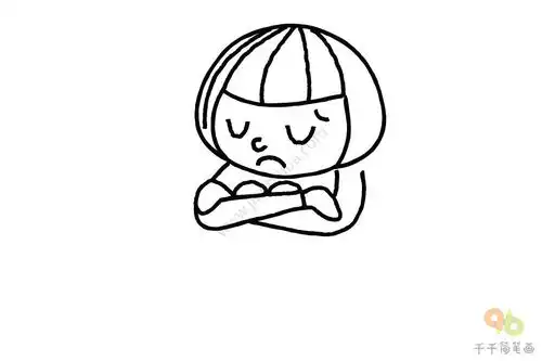 悲伤的小女孩简笔画