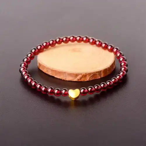 armasa阿玛莎石榴石硬足金爱心手链送女友情人闺蜜我爱你附证书