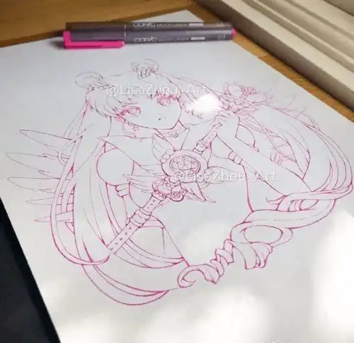马克笔手绘丨美少女战士水手月亮代表月亮惩罚你