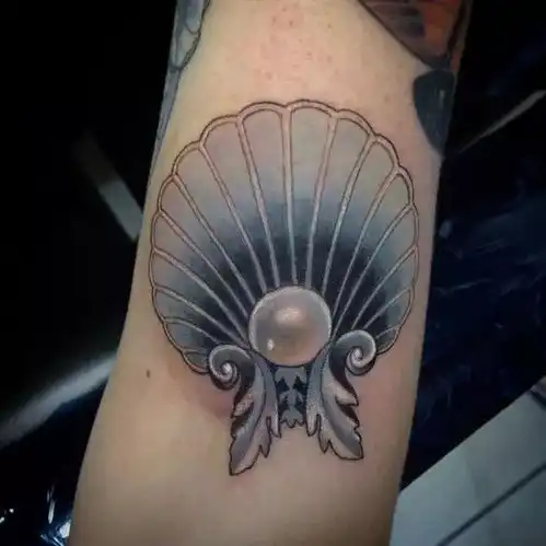 精品纹身图案大海的女儿美丽的贝壳纹身