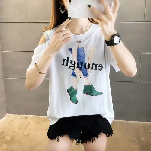 lr2020春夏新款网红短袖t恤潮上衣女中长款宽松大码女装