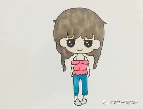 每天学一幅简笔画漂亮的麻花辫女孩简笔画画法步骤图片