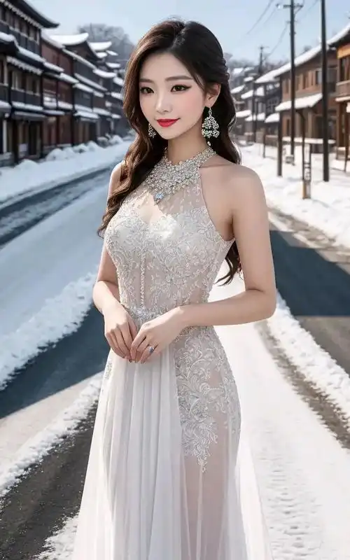 白色礼服的美女