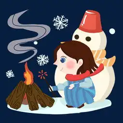 雪地活动之卡通女孩取暖png素材图片素材其他格式下载动漫人物大全