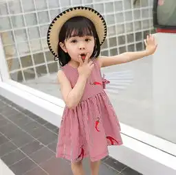 女童连衣裙夏装2018新款中小童儿童裙子纯棉公主裙小辣椒图案