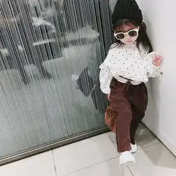 波点上衣长袖春秋13岁2018新款韩版女中小童公主纯棉立领衬衫