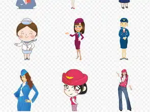 卡通手绘空姐美女海报素材背景图片png