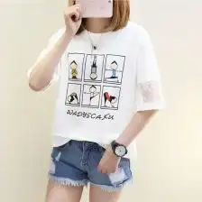 韩版卡通短袖女上衣