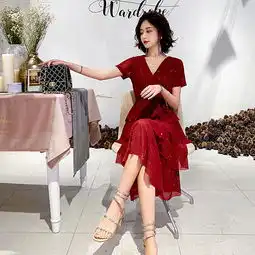 连衣裙女夏2019新款流行吊带网纱裙子过膝中长款海边度假蛋糕裙潮