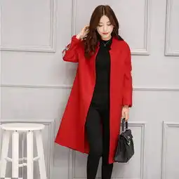 热卖2017冬季新款欧美风修身毛呢大衣刺绣长款立领女式外套一件代发女潮范儿
