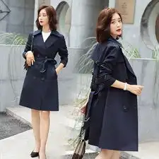 纯色双排扣中长款风衣修身显瘦舒适柔软淑女气质优雅百搭