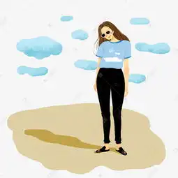 开心蓝天白云影子美女素材图片免费下载千库网
