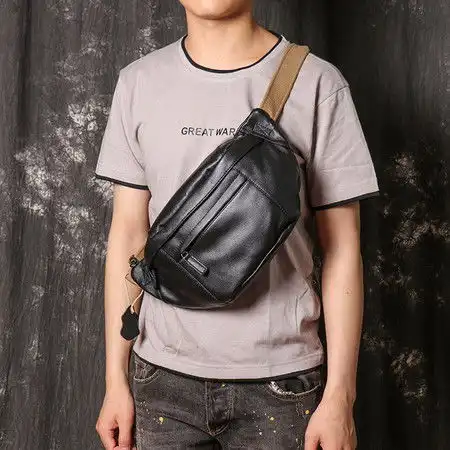 小童马欧美爆款时尚个性男士胸包头层牛皮女单肩斜挎包真皮大容量ipad包