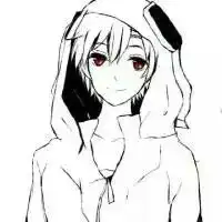 qq情侣动漫红色眼睛头像黑白女白色头发素描