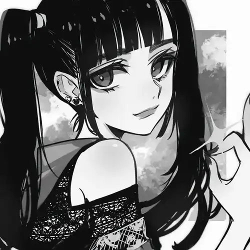 手绘女生头像卡通黑白姜