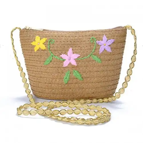 新款百搭甜美绣花草编包斜挎小包包编织女堆糖,美好生活研究所