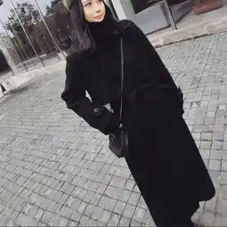 反季清仓双面羊绒呢子大衣女中长款2018新款冬季厚赫本风毛呢外套