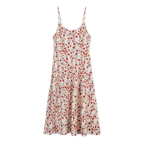 雪纺连衣裙女2020新款大码女装夏季碎花a字裙子中长款显瘦吊带裙