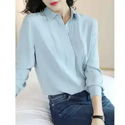 施悦名真丝衬衫女2019春季新款职场女装纯色气质桑蚕丝上衣韩版