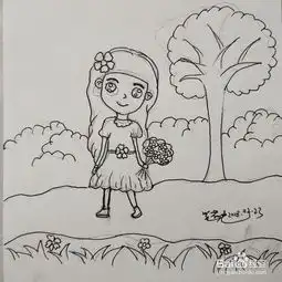 简笔画春天来了与小女孩