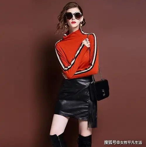 萱客女装搭配字母高领加绒打底衫