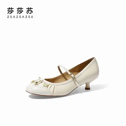 百丽周雨彤同款珍妮女孩玛丽珍鞋女24春季两穿单鞋br404aq4米色凉鞋37