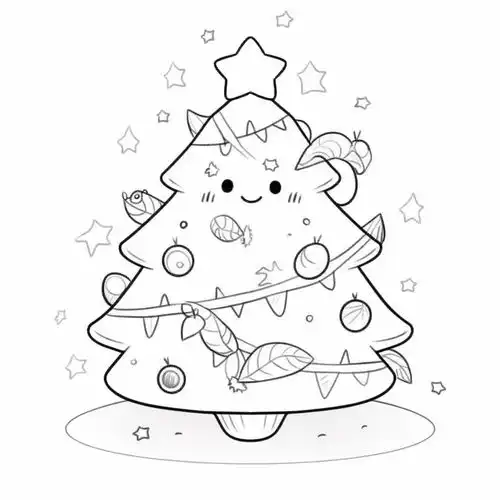 简约卡通线条风格圣诞树素材图片广告素材下载至来源处