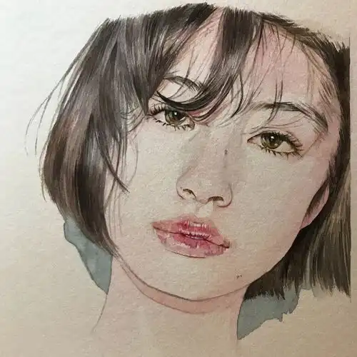 水彩肖像,好漂亮的美女姐姐,看一眼就爱上这画风...
