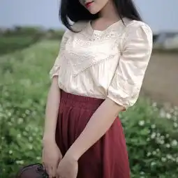 春夏森林系女装文艺复古刺绣钩花胸部蕾丝堆糖,美好生活研究所