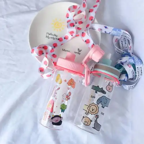 网红抖音少女学生可爱可吸式玻璃杯夏天吸管杯ins风仙女便携水杯