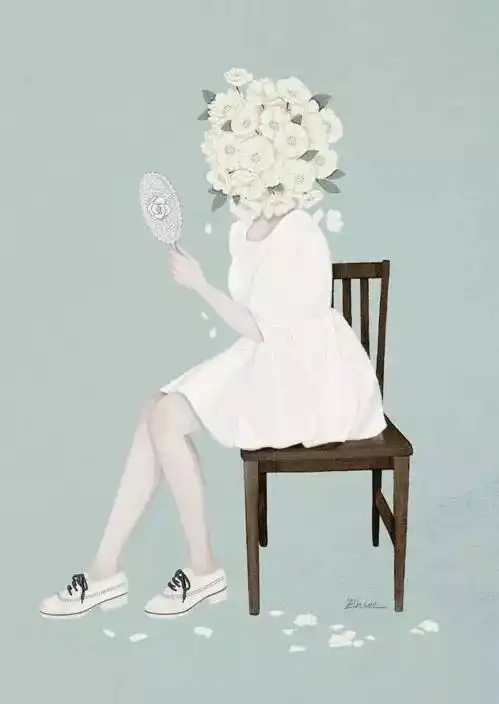 温柔,诗意,朦胧,画女孩与花