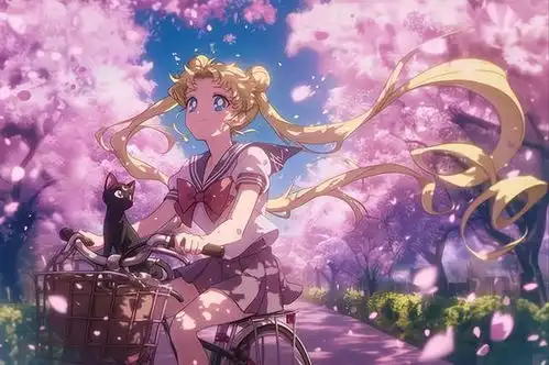 跟美少女战士们一起去放松sailormoon骑自行车追逐自由的风