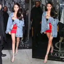 腰细腿长的猫系美少女一米六几穿出2米架势