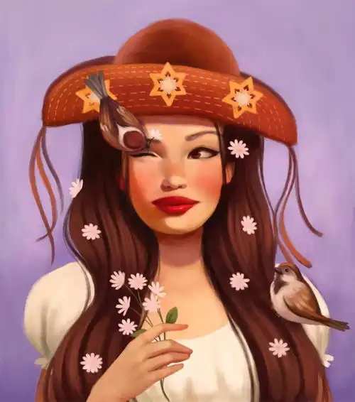 诗意女孩18款肖像插画设计