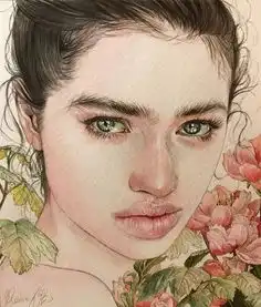 油画棒头像女生仙气模特