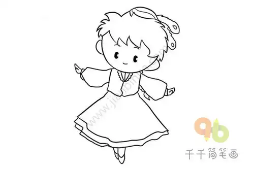 哈萨克族女孩简笔画步骤图