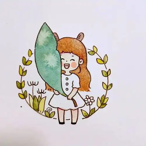 手账简笔画教程叶子小姑娘夏七酱