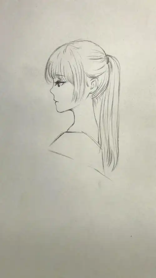 侧脸女生高马尾