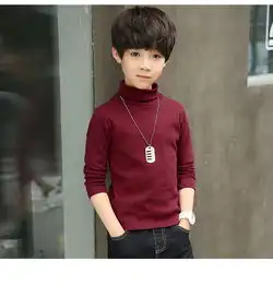 巧米兔512岁儿童高领打底衫男童女童纯棉长袖t恤2018春秋新款中大童宝宝上衣