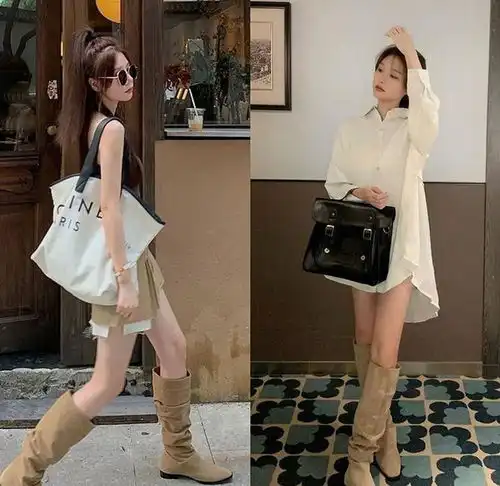 今年夏天流行一种新穿法仙女裙牛仔靴,款式高端,时尚达人穿