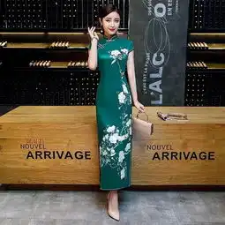 职场女性必备时装,端庄大气复古长款丝绸旗袍