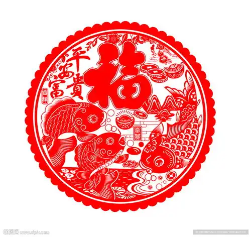 新年窗花剪纸平安富贵设计图卡通设计