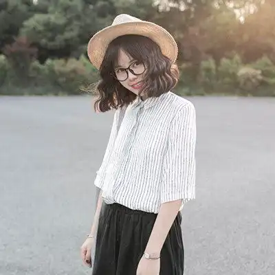清新文艺范雪纺衬衣女春夏新款五分袖学院堆糖,美图壁纸兴趣社区