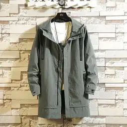 2018秋季新款时尚休闲帅气风衣男士连帽潮流中长款外套男青年潮装