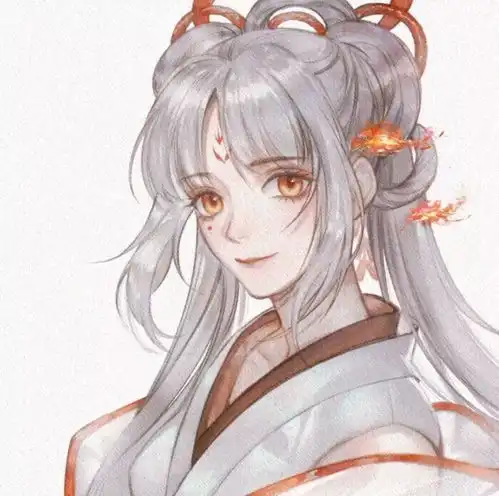 手绘黑白头像女日本女孩