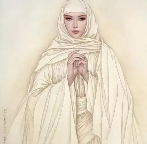 少见工笔画中的异域女郎