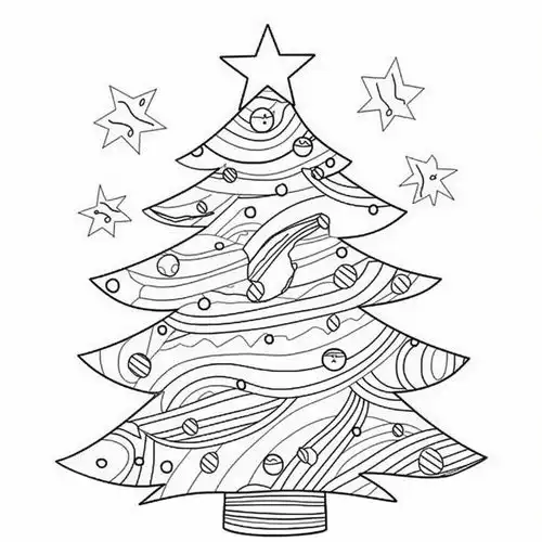 简约卡通线条风格圣诞树素材图片广告素材下载至来源处