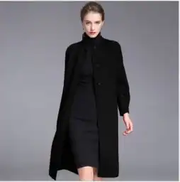 欧美高端纯手工羊毛羊绒双面呢大衣2017中长款秋冬女式毛呢外套