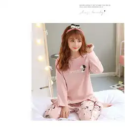 可爱卡通韩版小狗印花休闲荷叶边棉质宽松秋冬少女家居服