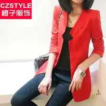 2014春装新款春秋大码女装韩版潮西装修身西服中长款小西装女外套